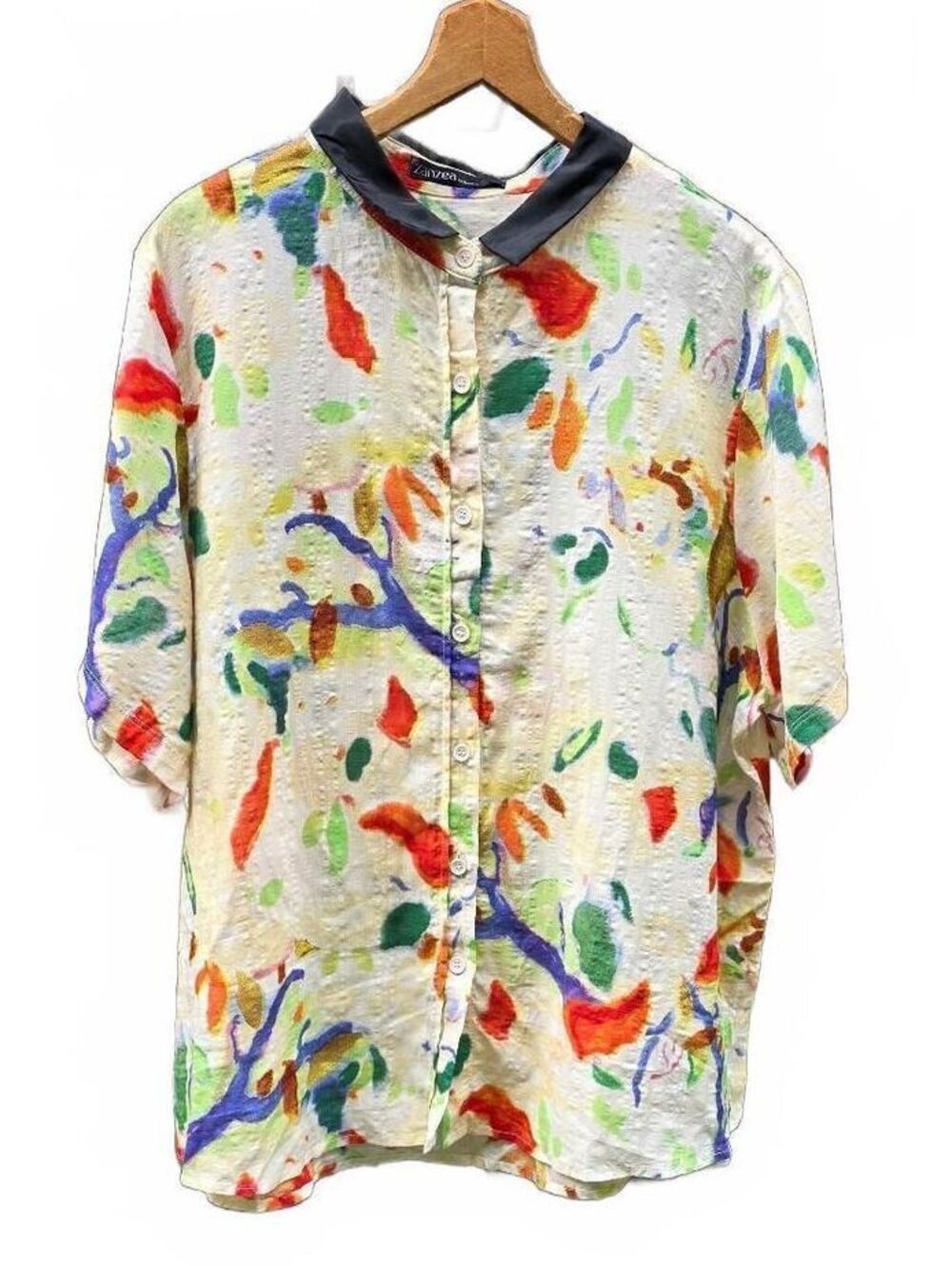 Zanzea Artistic Abstract Print Button Down Shirt Short Sleeve 4XL